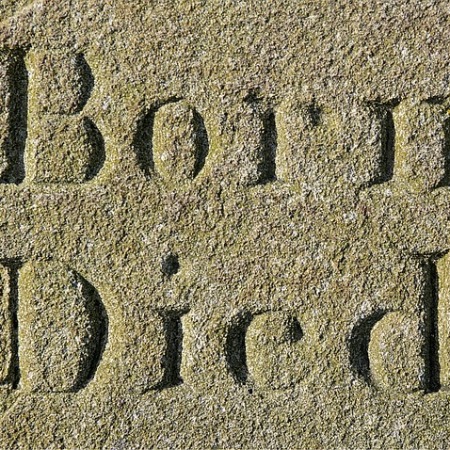 pixabay dot com image of two words from a grave headstone: Born Died